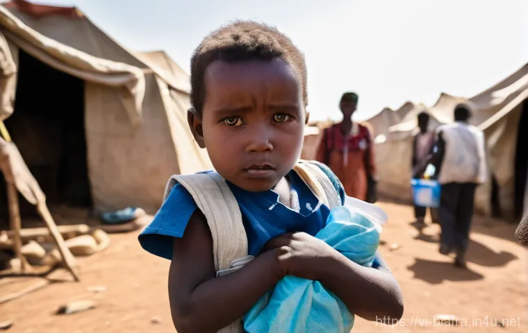 비아프라 전쟁의 국제적 영향 - **Prompt 1: The Birth of Compassion: Humanitarian Aid in Crisis**
    A poignant scene depicting the...