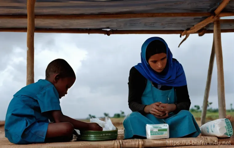 비아프라 전쟁과 냉전 시대 영향 - **Prompt:** A bustling market scene in a vibrant West African city during the 1960s. People of diver...
