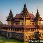 비아프라 공화국의 문화유산 - A panoramic view of an ancient Biaphra castle blending traditional Southeast Asian architectural ele...